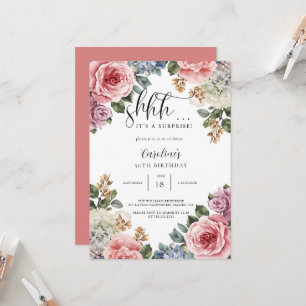 Vintage Floral Elegant Surprise Birthday Party  Invitation
