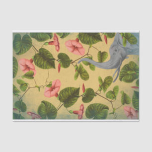 Vintage Floral Elephant Tissue Paper