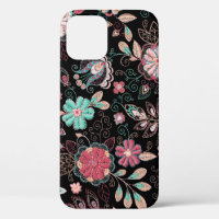 Vintage Floral Embroidery Dark Pattern