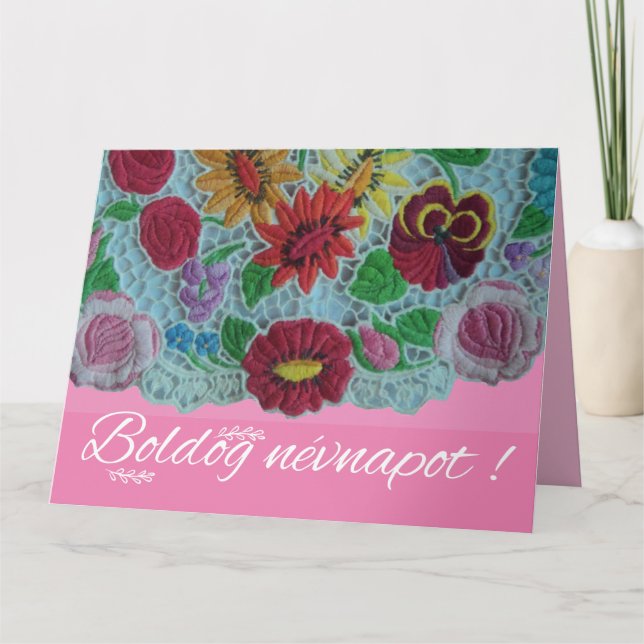 Vintage floral embroidery from South Hungary Card (Front)