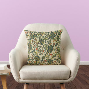 Vintage Floral Embroidery Print Cushion