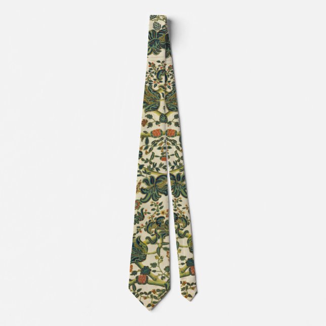 Vintage Floral Embroidery Print Tie (Front)