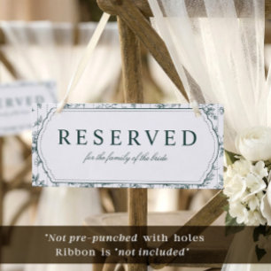 Vintage Floral Emerald Reserved Hanging Chair Sign