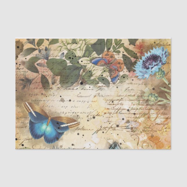 Vintage Floral Ephemera Tissue Paper (Front)