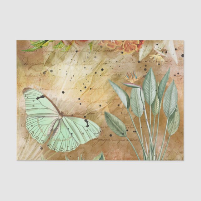 Vintage Floral Ephemera Tissue Paper (Front)