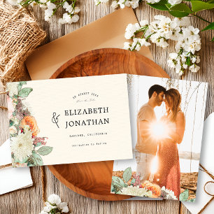 Vintage Floral Eucalyptus Roses Wedding Full Photo Save The Date