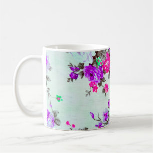 Vintage floral fabric, Fragment of colourful retr Coffee Mug