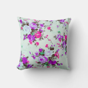 Vintage floral fabric, Fragment of colourful retr Cushion