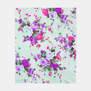 Vintage floral fabric, Fragment of colourful retr Fleece Blanket