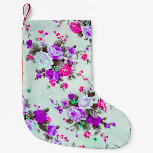 Vintage floral fabric, Fragment of colourful retr Small Christmas Stocking
