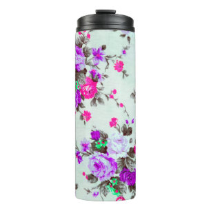 Vintage floral fabric, Fragment of colourful retr Thermal Tumbler