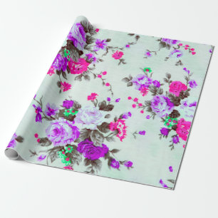 Vintage floral fabric, Fragment of colourful retr Wrapping Paper