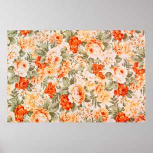 Vintage floral fabric poster