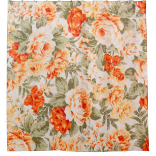 Vintage floral fabric shower curtain