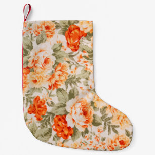 Vintage floral fabric small christmas stocking