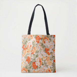 Vintage floral fabric tote bag