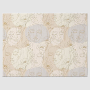 Vintage Floral Face Line Pattern (1) Tissue Paper