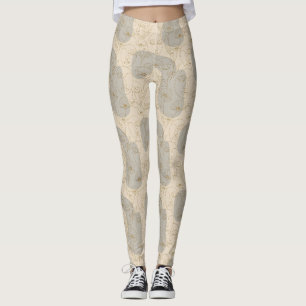Vintage Floral Face Line Pattern (2) Leggings