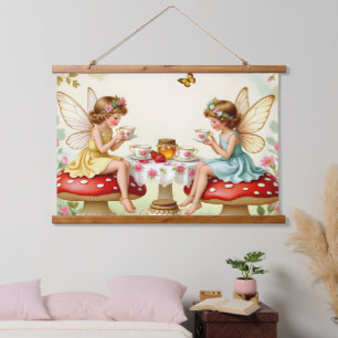 Vintage floral fairy picnic garden hanging tapestry