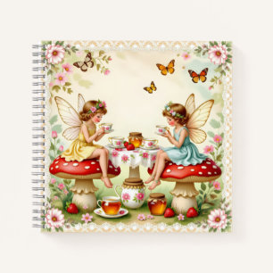 Vintage floral fairy picnic garden notebook