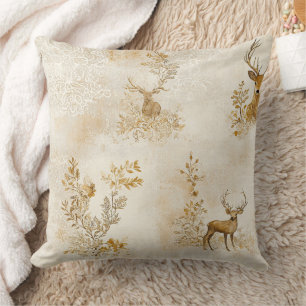 Vintage Floral Fawn Pattern Cushion