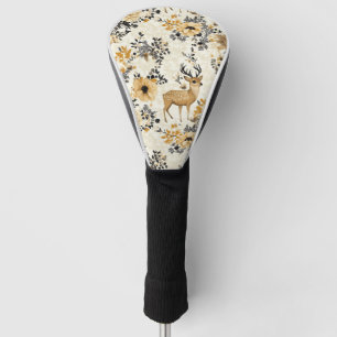 Vintage Floral Fawn Pattern Golf Head Cover
