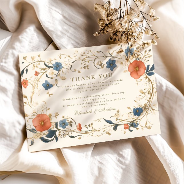 Vintage Floral Fern Wedding Thank You Card (Creator Uploaded)