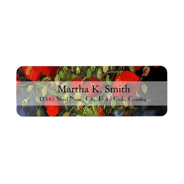 Vintage floral fine art labels. Red Poppies (Front)