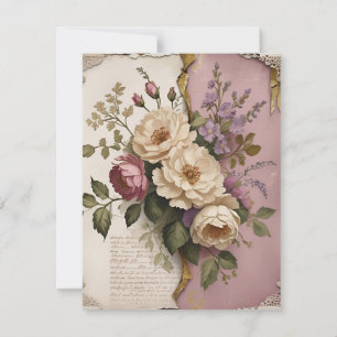 Vintage Floral - Flat Note Card 