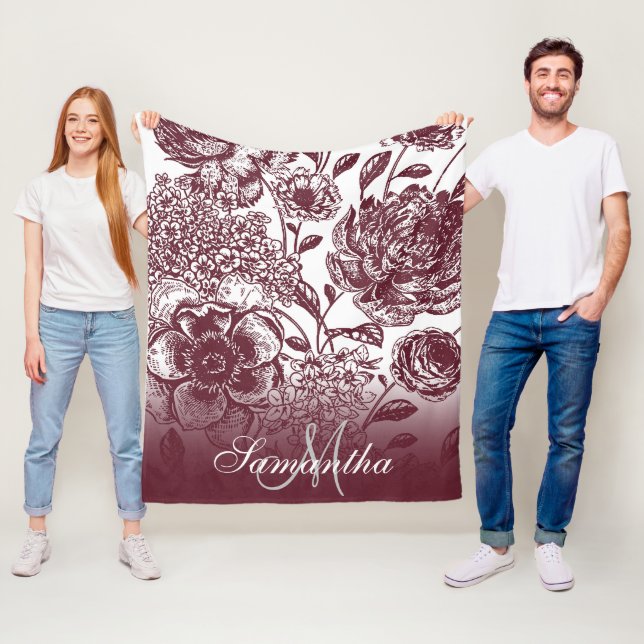 Vintage Floral Fleece Blanket (In Situ)