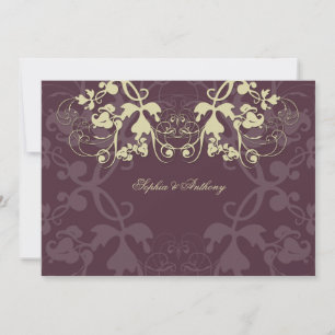 Vintage Floral Flourish Ash Wedding Invitation