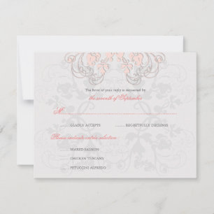 Vintage Floral Flourish Baby Pink (R) RSVP Card