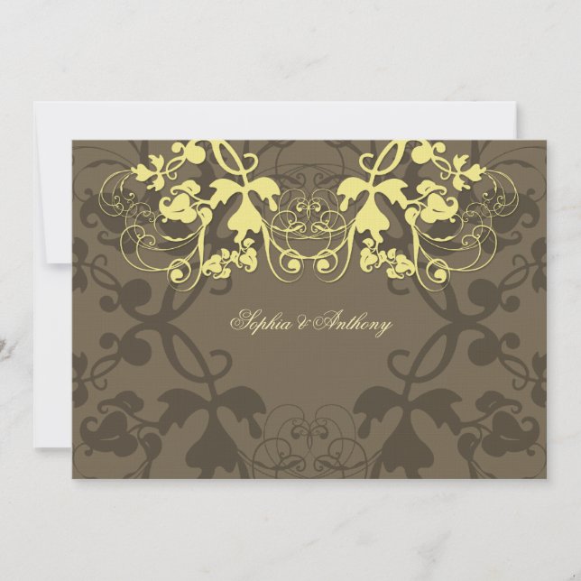 Vintage Floral Flourish Butter Wedding Invitation (Front)