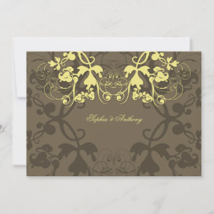 Vintage Floral Flourish Butter Wedding Invitation
