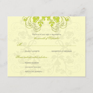 Vintage Floral Flourish Lime (R) RSVP Card