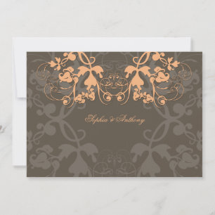 Vintage Floral Flourish Peach Wedding Invitation