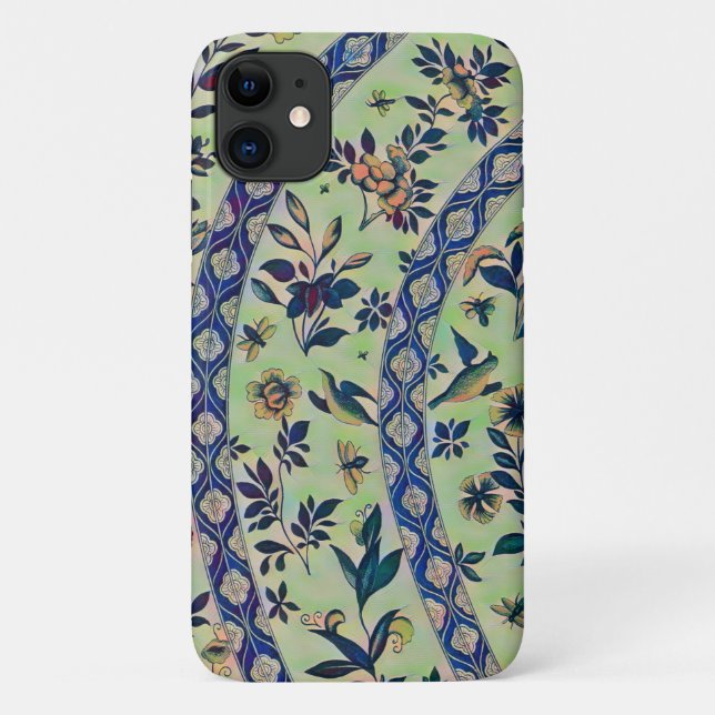 Vintage Floral Flower Stripe Phone Case (Back)