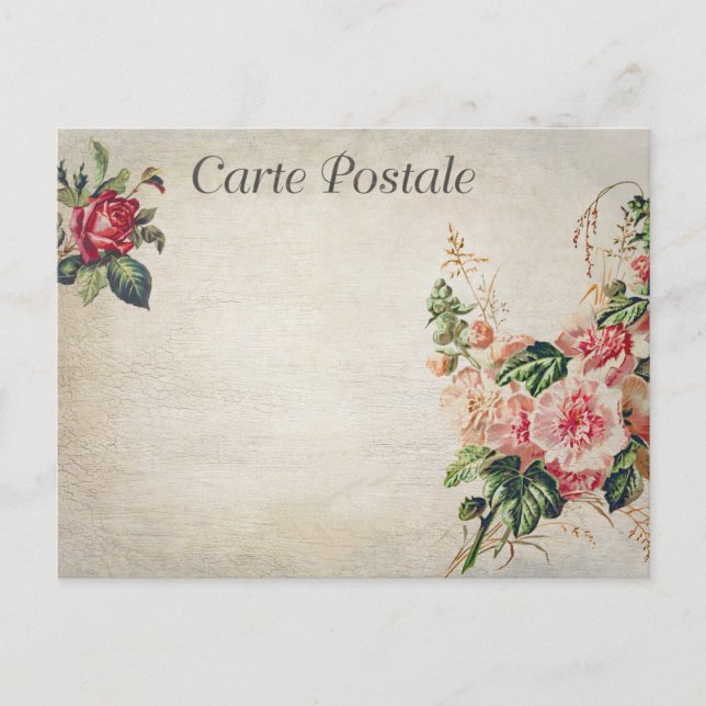 Vintage Floral Flowers Rose Blossoms Postcard (Front)