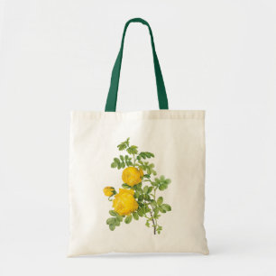 Vintage Floral Flowers, Yellow Roses by Redoute Tote Bag