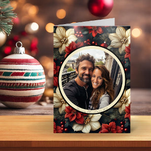 Vintage Floral Folded Christmas Card