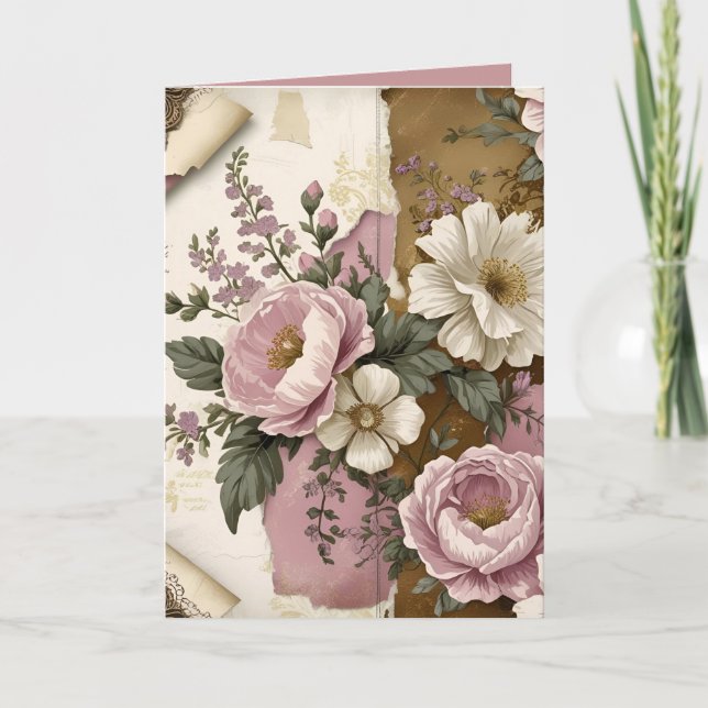 Vintage Floral - Folded Greeting Card (Front)