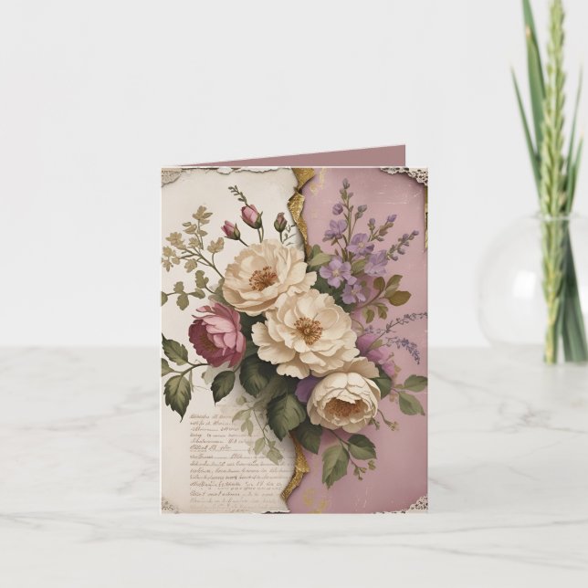 Vintage Floral - Folded Note Card  (Front)