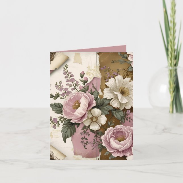 Vintage Floral - Folded Note Card (Front)