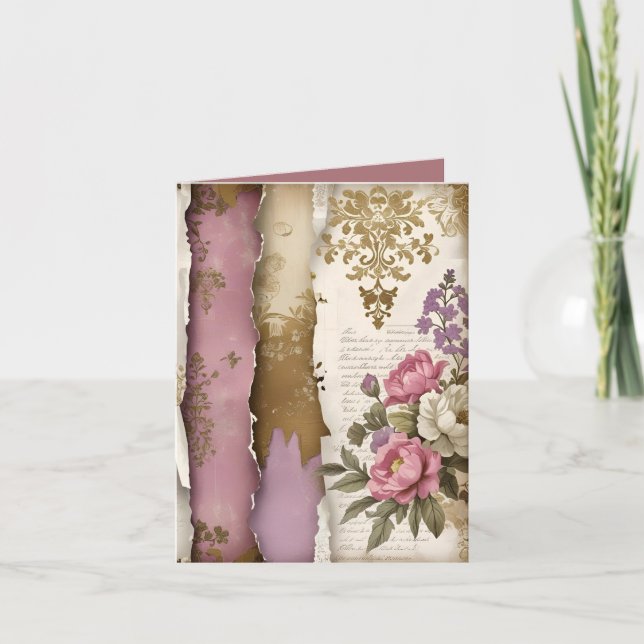 Vintage Floral - Folded Note Card (Front)