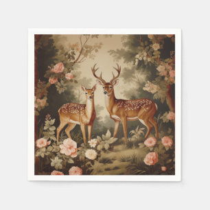 Vintage Floral Forest Deer Napkin