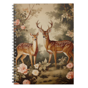 Vintage Floral Forest Deer Notebook