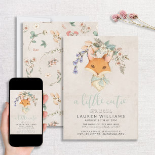 Vintage Floral Fox Gender Neutral Baby Shower Invitation