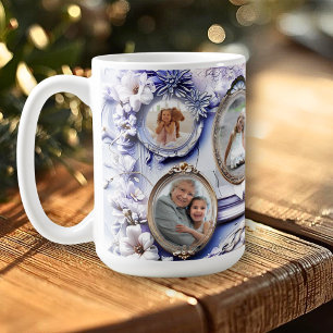 Vintage Floral Frame Collage with Soft Lavender Coffee Mug