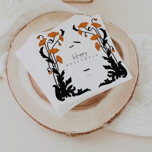 Vintage Floral Frame Halloween Party Napkin