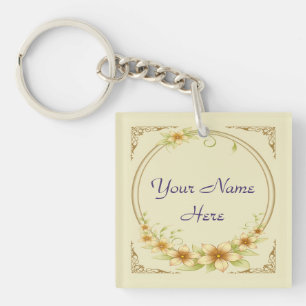 Vintage Floral Frame Key Ring